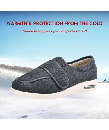 FZYUAN Men's Winter Diabetic Shoes | Extra Width Adjustable Sneakers | Cotton Lined | Non-Slip Slippers for Swollen Feet | Black 13.5 - Buy Online on GoSupps.com