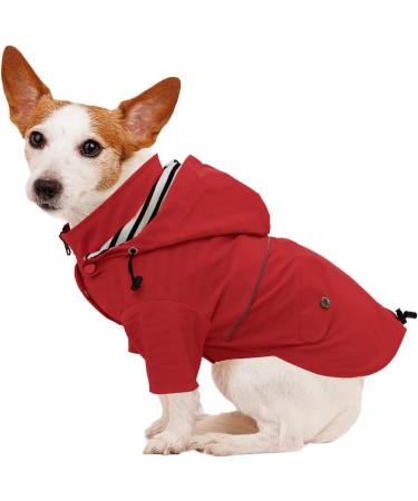 Pethiy Premium Waterproof Dog Raincoat - Stylish Rain Jackets with Removable Hood & Reflective Buttons - Perfect for All Breeds - Red - Buy Online on GoSupps.com