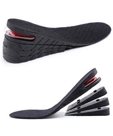 ANCOUS Unisex 2-4 Layer Height Increase Insole 1.96"-3.54" Air Cushion Pad Shock Absorbing Shoe Lift Taller Shoes Pad Black 4