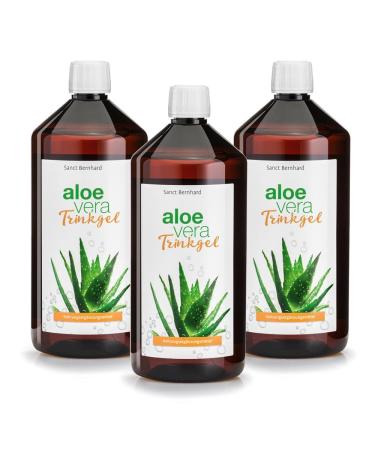 Sanct Bernhard Aloe-Vera drinking gel |3 x 1000 ml |From the undiluted juice of fresh aloe vera plants |Highest quality |Aloe Vera Barbadensis Miller |Natural product |Made in Germany 1 L (3 SPACE)