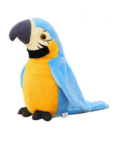 Moonlove Cute talking parrot toy record Interactive Plush toy repeat speaking parrot waving wings Funny plush bird toy for kids children Christmas Birthday Gift Blue