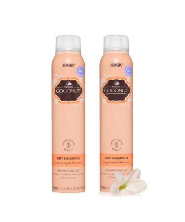 HASK Coconut Monoi Nourishing Dry Shampoo Kits for all hair types aluminum free no sulfates parabens phthalates gluten or artificial colors (4.3oz-Qty2) Monoi Coconut 4.30 Fl Oz (Pack of 2)