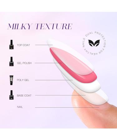 Poly Gel Nail Kit - 3 Pure & 1 Cat Eye Gel Polish + Mini UV Lamp - DIY Nail Extension Starter Set with Glitter Base Coat & Top Coat - Buy Online on GoSupps.com