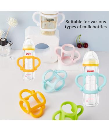 4 PCS Baby Silicone Bottle Handles - Soft Lightweight Holder for Self-Feeding - Easy Grip for Small Hands - Blue, Green, Pink, Orange - Buy Online on GoSupps.com