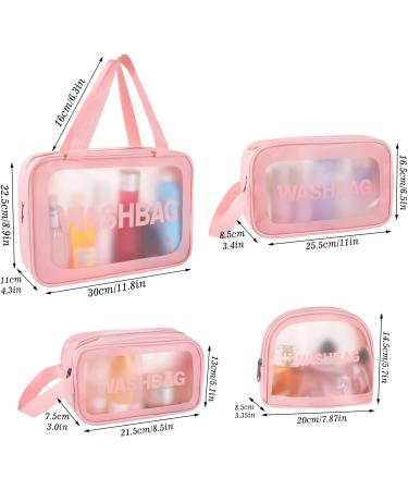 4 Pcs Waterproof Clear Toiletry Bags Set for Women - Pink Cosmetic Makeup Travel Bags - Buy Online on GoSupps.com