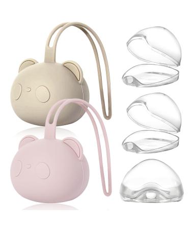 5 pieces of pacifier box for on the go 2 pieces of silicone pacifier storage and 3 pieces transparent plastic pacifier boxes portable dustproof pacifier box silicone pacifier storage box TZ-B