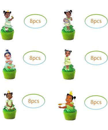 48Pcs Birthday Cake Topper Decoration Supplies for Tiana Children's Cupper Topper for Kids Birthday Party - Buy Online on GoSupps.com