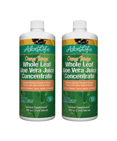 Aloe Life - Whole Leaf Aloe Vera Juice Concentrate Soothing Relief for Indigestion Antioxidant Catalyst Supports Energy & Wellness Organic Aloe Leaves Gluten-Free (Orange Papaya 32 oz) | 2-Pack - Buy Online on GoSupps.com