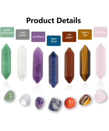 Chakra Stone Healing Crystals Set - 14pcs Natural Gemstone Wand Set for Reiki, Meditation, and Yoga - Buy Online on GoSupps.com