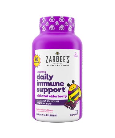 Zarbee's Elderberry Gummies for Kids with Vitamin C Zinc & Elderberry Daily Childrens Immune Support Vitamins Gummy for Children Ages 2 and Up Natural Berry Flavor 70 Count Kids Gummies, 70ct - Buy Online on GoSupps.com