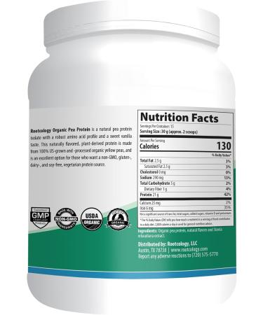 Buy Rootcology Organic Vanilla Pea Protein Powder - 20g Plant Protein USDA Certified Organic 15 Servings - International Shipping Available - Buy Online on GoSupps.com