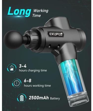 EKUPUZ Massage Gun 6 Massage Heads 30 Adjustable Speeds Pain Relief for Neck Back & Shoulders Gray International Shipping Available - Buy Online on GoSupps.com