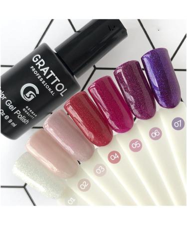 GRATTOL Professional Gel Polish UV LED Opal 02 Varnish Semi Permanent Vernis 9ml Soak Off Nail Art UV Pink Glitter Gel - (Color: Rubble Base) - Buy Online on GoSupps.com