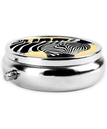 Black & White Zebra Round Pill Box - 3 Compartment Travel Organizer | Portable Pill Dispenser - Buy Online on GoSupps.com