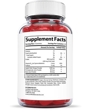Justified Laboratories Keto ACV Gummies 1000MG - Vegan Non GMO with Pomegranate Juice, Beet Root, B12 - 60 Gummys - Buy Online on GoSupps.com