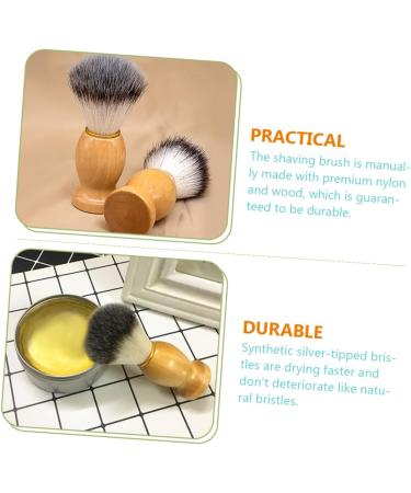 Angoily 4-Piece Stainless Steel Shaving Brush Scrubber Set for Men | Goatee & Beard Grooming Accessories | Wooden Handle & Soft Nylon Wool - Buy Online on GoSupps.com