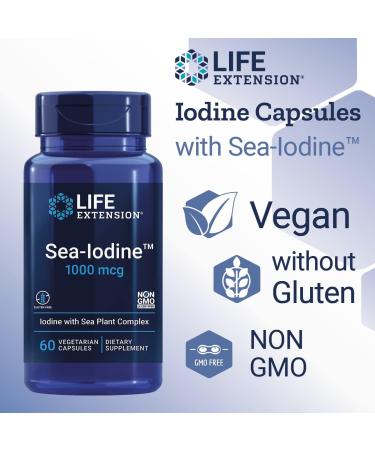 Life Extension Sea Iodine 1000mcg - 60 Vegan Capsules | Gluten-Free, Vegetarian, SOYA-Free & GMO-Free | Laboratory Tested - Buy Online on GoSupps.com