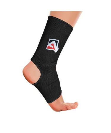AQF MMA Ankle Support Brace for Kickboxing and Muay Thai - Pain Relief Compression Sleeve for Sprains and Achilles Tendon - Elasticated and Breathable (Black, Size L) - Buy Online on GoSupps.com
