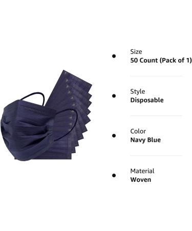 Everydayspecial Disposable Safety Mask 3 Layer Protection Face Mask - 50 pcs (Navy Blue) | Adult Size - Buy Online on GoSupps.com