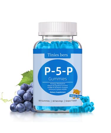 P5P Gummies 50mg P5P Vitamin B6 Supplement for Adults & Kids More Efficient Vitamin B6 Energy Metabolism Brain Cognition Immune Health Non GMO Gluten Free Vegan Sugar Free Grape 60 60 Count (Pack of 1)