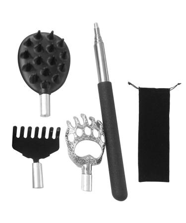 Back scratches for men and women portable telescopic back scratches with 3 removable scratch heads pull-out made of stainless steel with a carrying bag