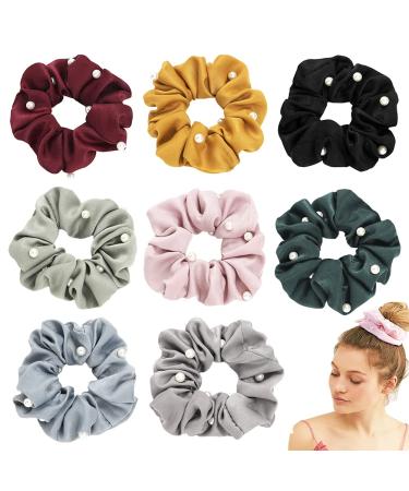 8 pieces of hair tie with pearls pearl hair tie for women and girls rubber tapes hair bands elastic headband hair tie hair band ponytail rubber pearl hair rind bracelet for women