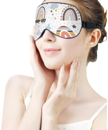 Boho Rainbow Colorful Dots Sleep Mask with Adjustable Elastic Strap - Perfect for Yoga, Travel, and Nap - Blackout Eye Cover for Men and Women - Buy Online on GoSupps.com