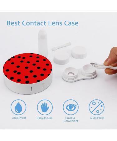 Black Dot Ladybugs Cute Contact Lens Case - Portable Round Storage Box with Mirror for Travel & Daily Use - Buy Online on GoSupps.com