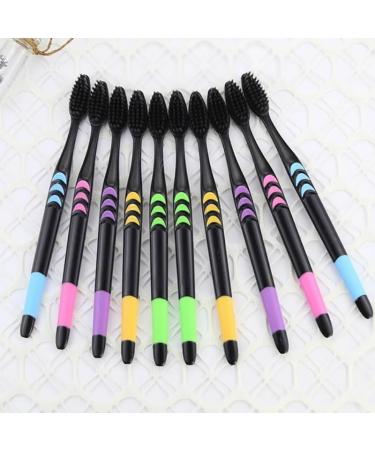 10PC Eco-Friendly Wooden Toothbrush Set - Medium Soft Bristles Black - Sustainable Oral Health Care - Buy Online on GoSupps.com
