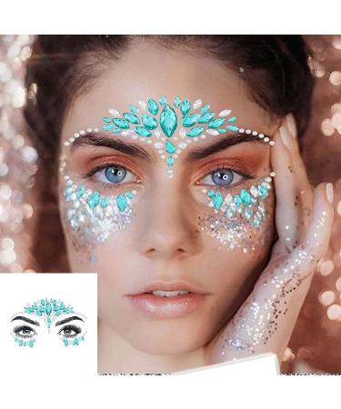 Rhinestone Face Stickers | Mermaid Face Gems & Jewels | Festival Temporary Tattoos for Women & Girls | 2 Sets - Buy Online on GoSupps.com
