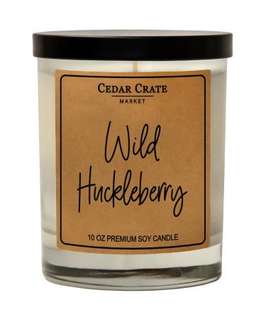 Cedar Crate Market - Wild Huckleberry Candles for Home - Scented Soy Wax Candles Gifts for Women and Men Aromatherapy Candles Infused with Essential Oils - 13.5 oz Clear Jar 50+ HRS Made in The USA