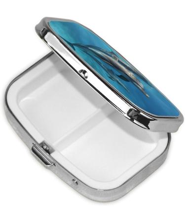 Dolphins Art Small Pill Case - Cute 2 Compartment Travel Pill Box Organizer for Pocket Purse Gifts - Buy Online on GoSupps.com