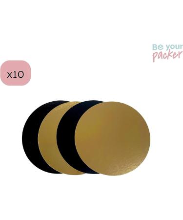 10 Cake Boards 15cm - Double Sided Gold/Black Round Cardboard Pastry Base - Buy Online on GoSupps.com