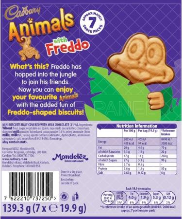 Cadbury Animals Mini Biscuits Milk Chocolate-Covered Shapes with Freddo 8 x 139.3g - Buy Online on GoSupps.com