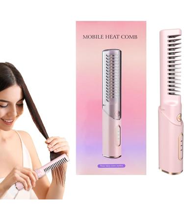 Portable Wireless Hair Straightening Brush | Fast Heating Anti-Scald Comb for Women | Lightweight Rechargeable Straightener in Pink - Perfect for International Shipping - Buy Online on GoSupps.com