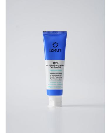 IZKUT 10% Nano Hydroxyapatite Toothpaste: Fluoride Free Natural Whitening Toothpaste for Sensitive Teeth Enamel Support Plaque Remover SLS Free Fresh Mint Flavor Adults & Kids 4 oz (Pack of 2)