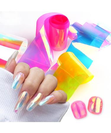8 Colors Hot Summer Wraps Design Aurora Film Holographic Nail Stickers Ice Cube Glass Paper Nail Foil Sparkly(K02) - Buy Online on GoSupps.com