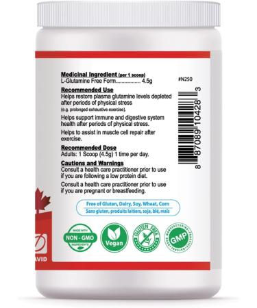 Nutridom L-Glutamine Powder 4 500 mg Fermented Plant Based Unflavoured Vegan Amino Acid Supplement for Gut Health & Immune Function Gluten free Soy free and Dairy free 60 Servings 300 g - Buy Online on GoSupps.com