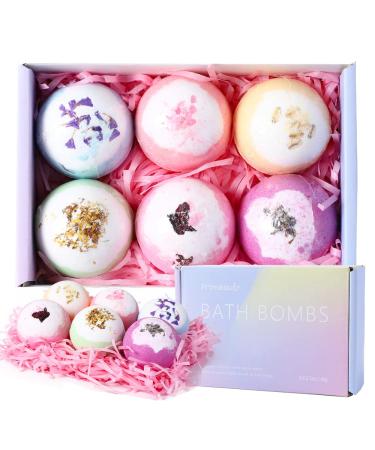 Primeauty 6PCS Dried Flowers Bath Bombs Spa Gifts for Women  Hand Made Bubble Bath Birthday/Mothers Day/Christmas Gifts for Women/Wife/Girl Friend Dry Flower Bombs