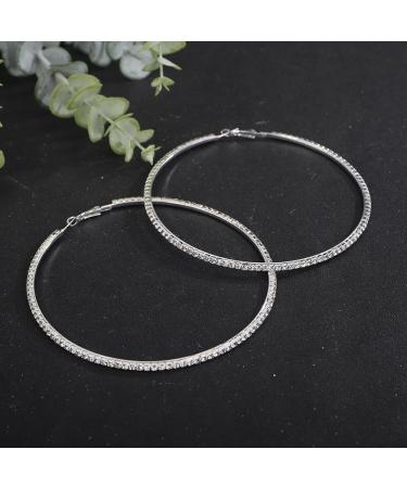 Jumwrit Shiny Big Hoop Rhinestone Dangle Earrings | Sparkle Crystal Circle Studs | Fashion Jewelry Gift for Women - Buy Online on GoSupps.com