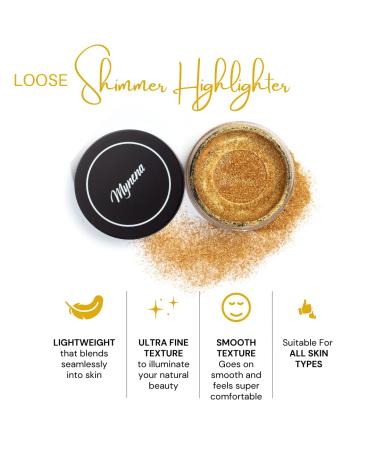 Mynena Yellow Gold Highlighter Powder for Face and Body Vegan, Paraben-Free, Cruelty-Free - Buy Online on GoSupps.com
