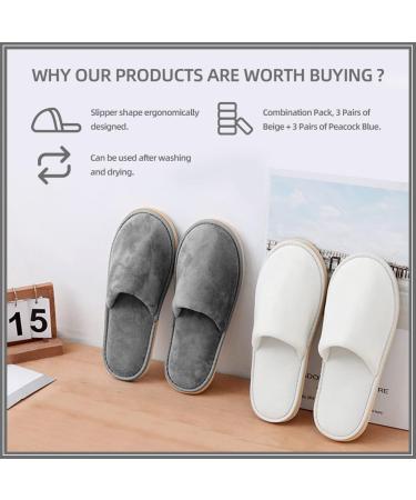 Buy GONG GONG Non-Slip Disposable Slippers - 6-12 Pairs Washable & Reusable Perfect for Guests Hotels Spas & Weddings - Gray & White - Buy Online on GoSupps.com