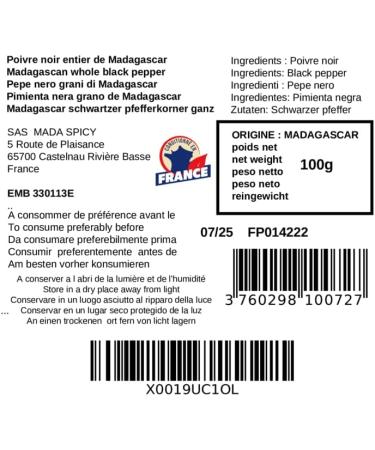 Madagascar gourmet black peppercorns 100gr in resealable kraft bag. Sustainable agriculture - Buy Online on GoSupps.com