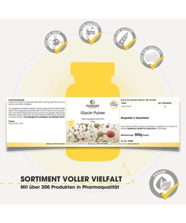 Glycine Powder 500g - 100% Pure Vegan Amino Acid | Warnke Vitalstoffe - Premium German Pharmacy Quality - Buy Online on GoSupps.com