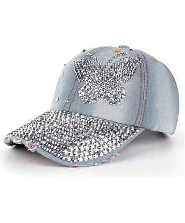 DUOWEI Flat Hip Men Snapback Women Rhinestone Cap Baseball Denim Hat Hop Baseball Caps A, One Size