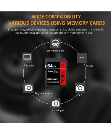 BOYMXU Professional 1000x Class 10 64GB Memory Card - U3 High Speed for Computer, Cameras, and Camcorders - Up to 95MB/s - Red/Black - Buy Online on GoSupps.com
