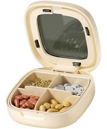 Dorugage Pill Box | Weekly Pocket Pill Organizer Travel Pill Dispenser Pocket-Sized Travel Pill Holder Compact Double Sealing Weekly Pill Organizer Lightweight Personal Medicine Container for Pills 4 Grid Cream White - Buy Online on GoSupps.com