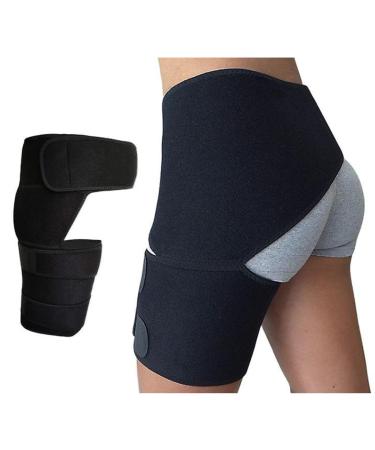Healthy Lab Co Sciatica Brace Ortho-Wrap Hip Brace Original Quality Hip Brace for Sciatica Pain Relief Groin Thigh Sleeve Hip Support Wrap Wrap Hip Brace for Men Women (Black)