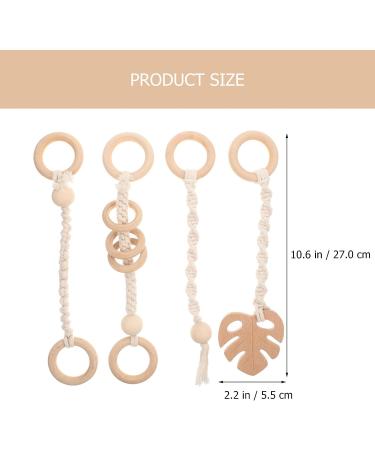 Beavorty 3pcs Wood Baby Play Gym Toy Set - Nordic Style Teething Grasping Nursing Pendant - Wooden Hanging Baby Toys for Infants - Rockers Bouncers - Christmas Gift - Buy Online on GoSupps.com