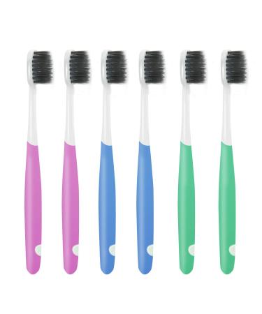 MitButy Charcoal Toothbrush - Pack of 6 Ultra Soft Thin Bristles